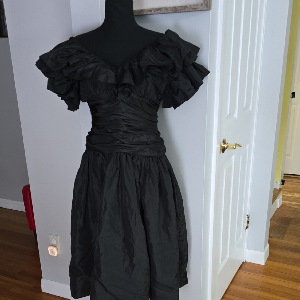 Elegant Black Ruffled Dress